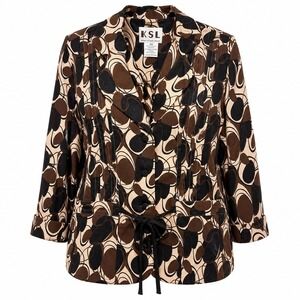 KSL Karin Stevens Retro Mod Blazer Women 16W Abstract Officecore Geometric